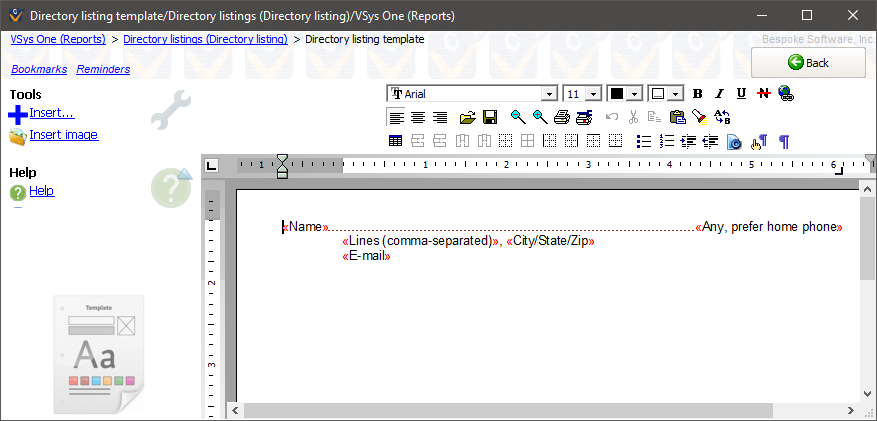 Directory listing report template