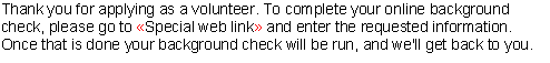 Sample text for VSS background check letter template