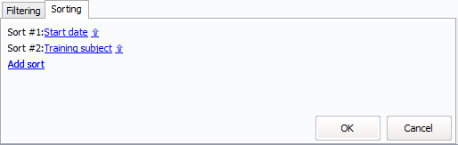 Example of detail sorting by start date and then subject