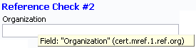 Reference check data field with hover-over showing the data source for the field