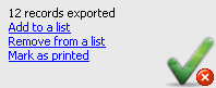 Confirmation window after export