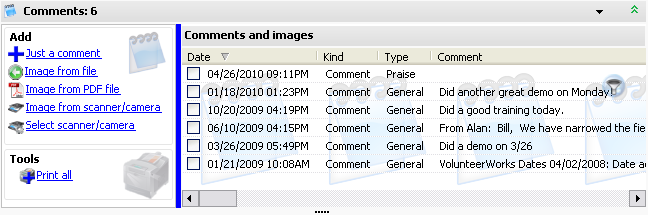 Comments panel in the Profile Editor
