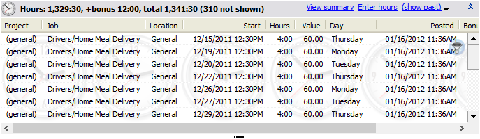 Hours panel in Profile Editor