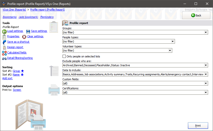 Profile reports screen