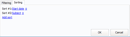Example of detail sorting by start date and then subject