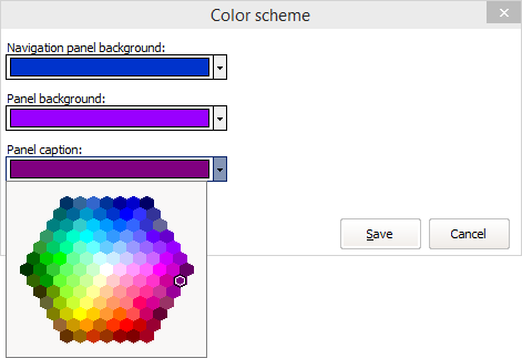 Color scheme window with color picker